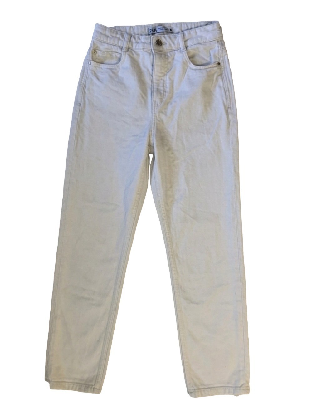 ZARA Straight Leg Mom Fit Jeans Off White Size 4